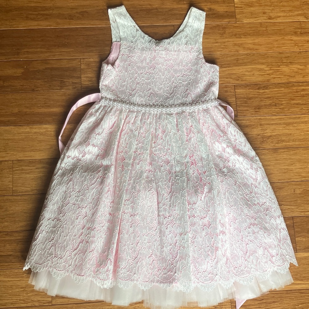 Pink and White Lace Dress